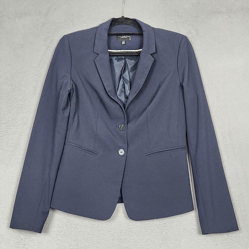 The Limited Collection Blazer Womens 2 Blue Stretch Lined Two Button Jacket